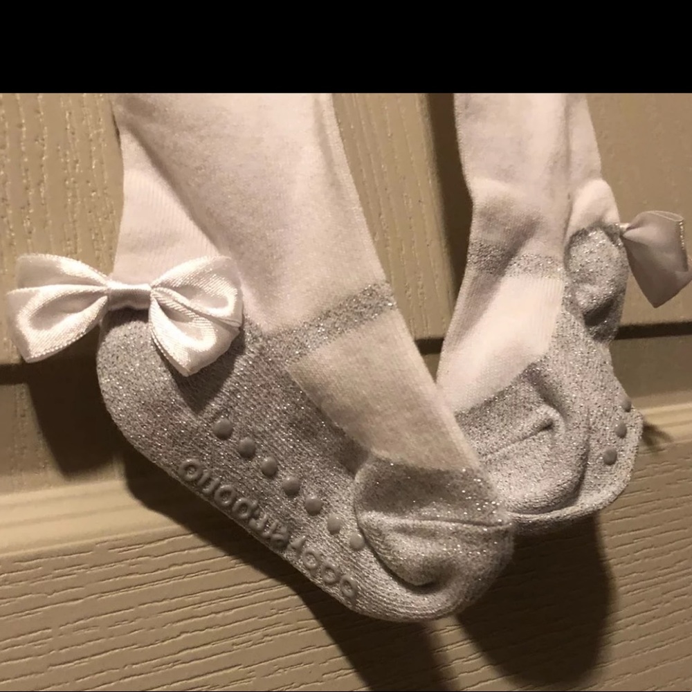 Silver Sparkle Mary Janes style Tights 6-12 M